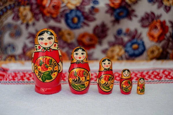 Russian nesting dolls on a bright background
