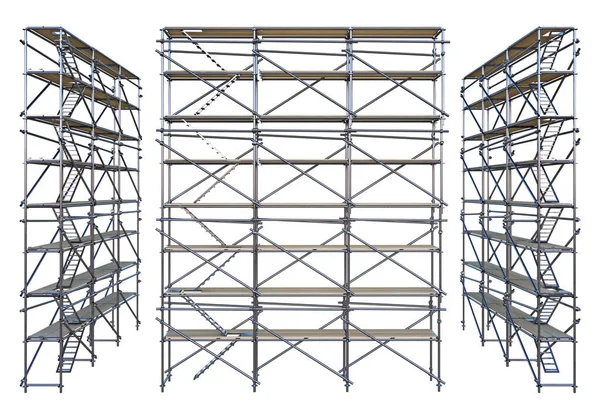 Grupa Rusztowań Białym Tle Renderowania — Zdjęcie stockowe