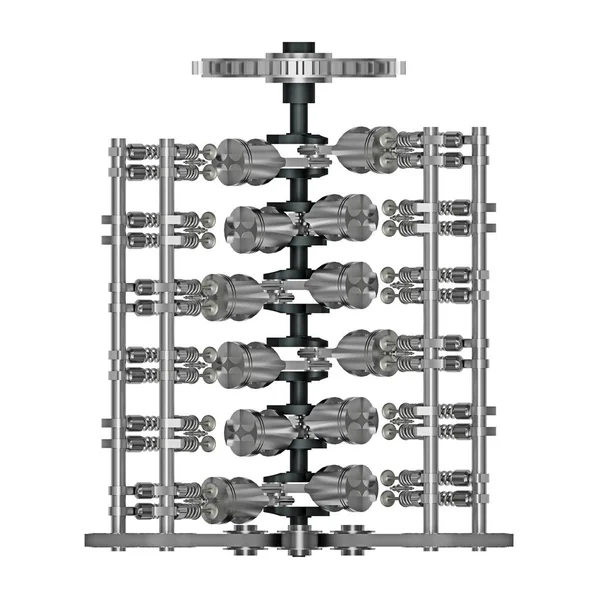 白い上面に分離された内面 V12 エンジン レンダリング — ストック写真