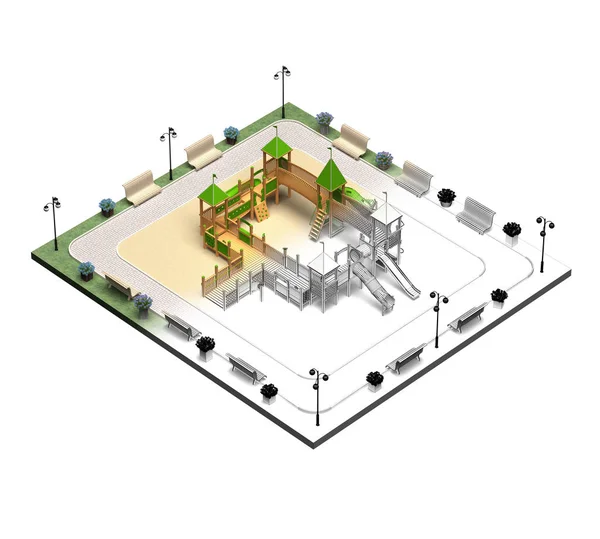 Projetando playground isométrico é isolado em branco — Fotografia de Stock