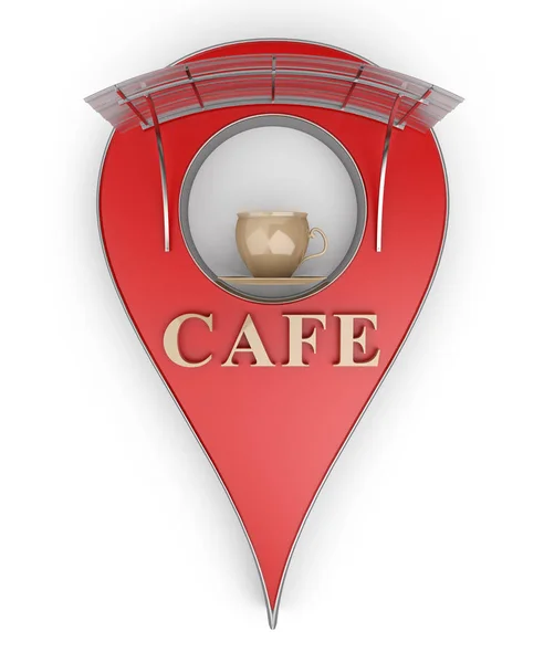 Kartenpunkt Café Mit Tasse Darstellung — Stockfoto