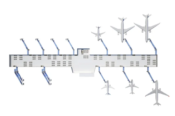 Luchthaven Boven Bekijken Geïsoleerd Wit Rendering — Stockfoto