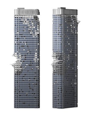 beyaz izole gökdelenin bina yok. 3D render