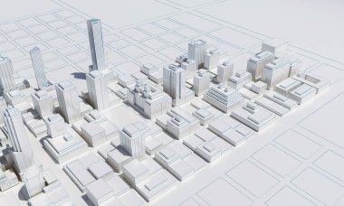 Soyut düşük polyester beyaz bir şehrin kenarı. 3d oluşturma