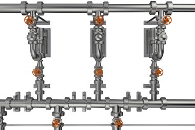 Boru arka plan beyaz arka plan vanaları ile. 3D render
