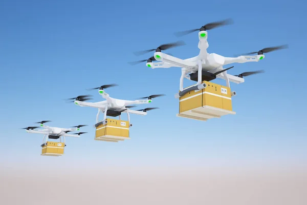 Drone Gruppo Vola Con Carico Rendering — Foto Stock