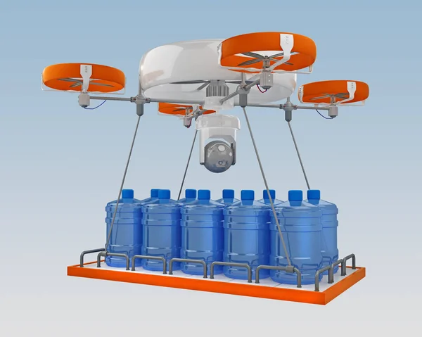 Drone Vola Carico Con Acqua Rendering — Foto Stock
