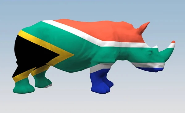 Nashorn gefärbt in der afrikanischen Flagge — Stockfoto