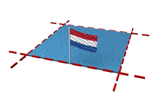 Deel zee met randen en vlag van Nederland — Stockfoto