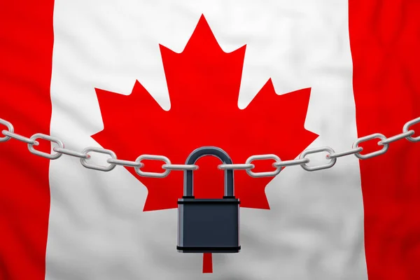 Canada bandera cadena cerrada con candado — Foto de Stock