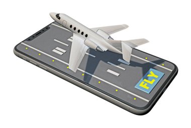 özel jet bir smartphone--dan çıkartıyor. 3D render