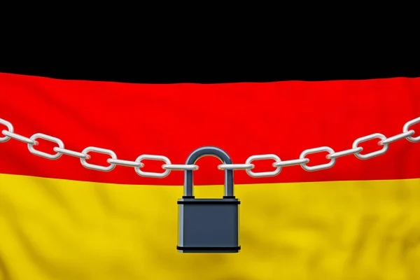 Germany flag closed chain with padlock — Stock Photo, Image