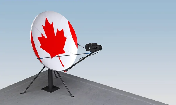 Antena Parabólica Con Bandera Canadá Renderizado — Foto de Stock