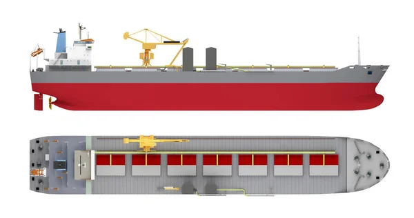 Empty Cargo Ship Cranes Isolated White Rendering — Stock Photo, Image