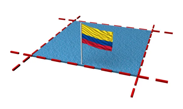 Part Sea Borders Flag Colombia Rendering — Stock Photo, Image