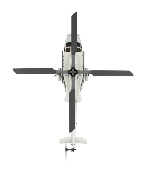 军用直升机顶部的看法隔离在白色 — 图库照片