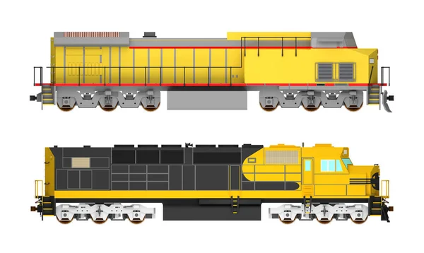 Elektrische Locomotief Geïsoleerd Witte Zijaanzicht Rendering — Stockfoto