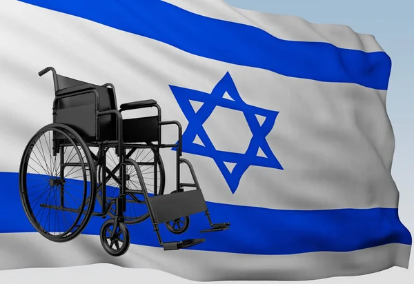 Wheelchair with flag Israel — Stock Photo, Image