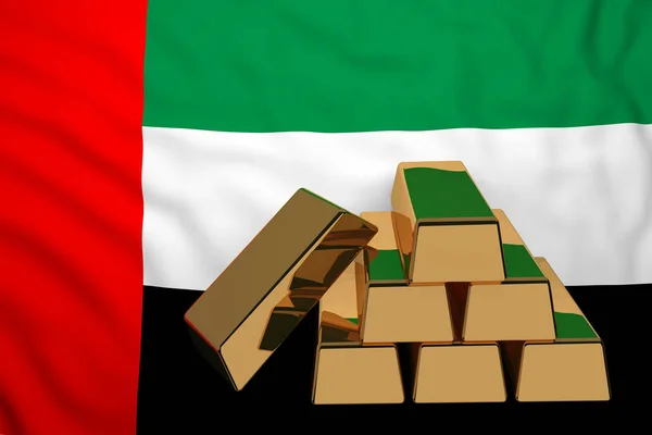 Barras de oro en la bandera Emiratos Árabes Unidos — Foto de Stock