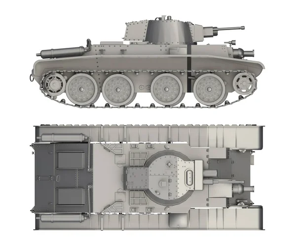 Lado del tanque militar y vista superior aislado en blanco —  Fotos de Stock