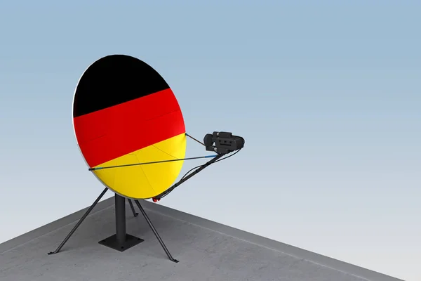 Antenne parabolique avec drapeau de l'Allemagne — Photo
