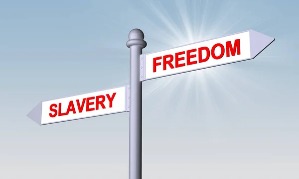 Puntatori con indicazioni libertà e schiavitù — Foto Stock