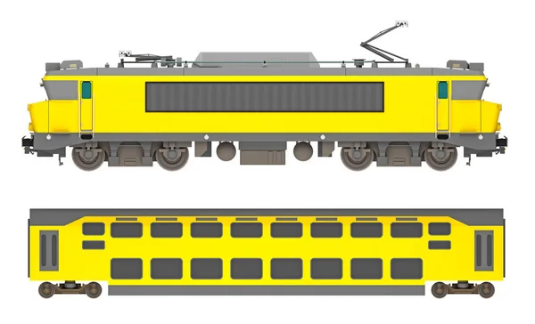 Locomotiva elétrica isolada na vista lateral branca — Fotografia de Stock