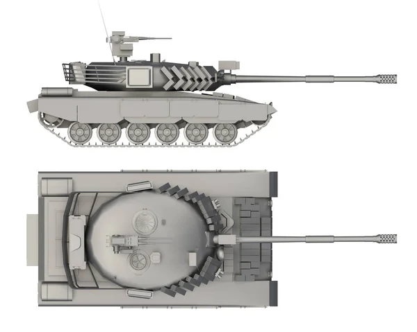 Военная сторона танка и вид сверху изолированы на белом — стоковое фото