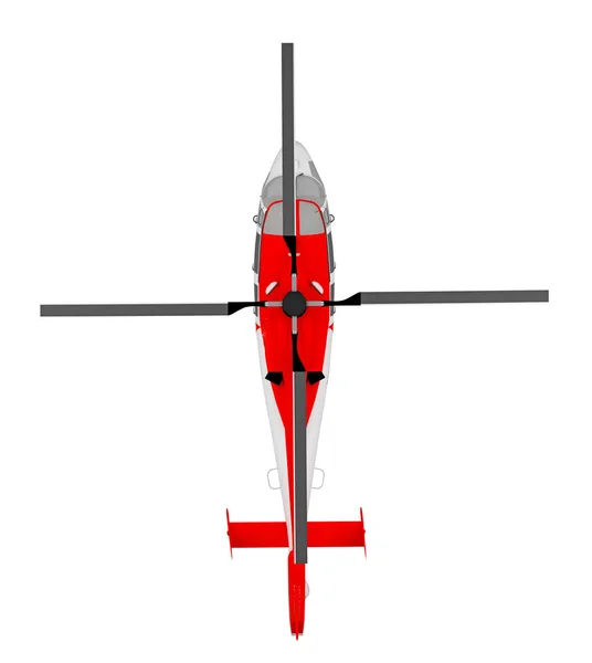 直升机顶部的看法隔离在白色 — 图库照片