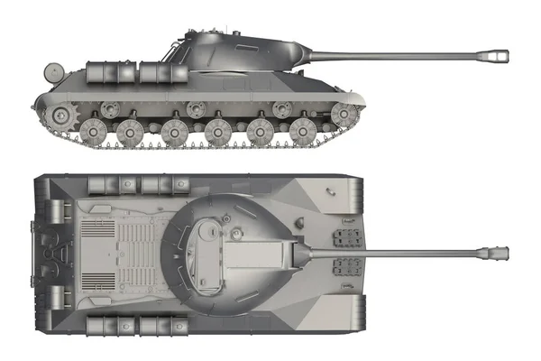 Militärische Panzerseite und Draufsicht isoliert auf weiß — Stockfoto