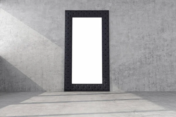 コンクリートの壁に黒い太線枠の鏡します。 — ストック写真