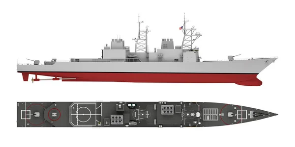 军舰隔离在白色 — 图库照片