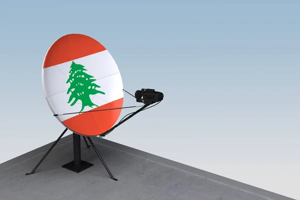 Antenne parabolique avec le drapeau du Liban — Photo