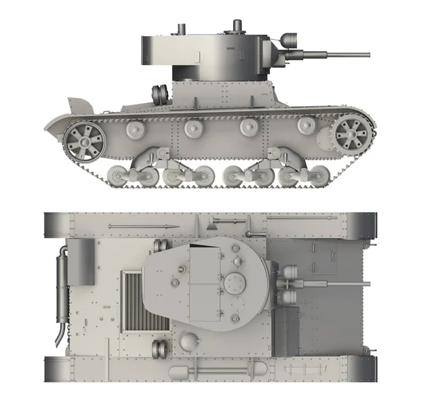 Lado del tanque militar y vista superior aislado en blanco —  Fotos de Stock