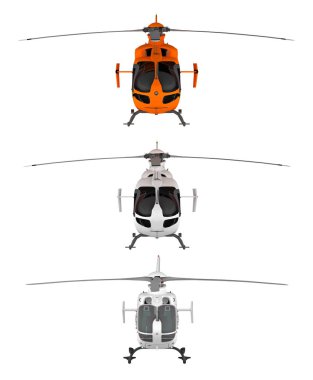 Beyaz üç helikopter ön görünüm izole