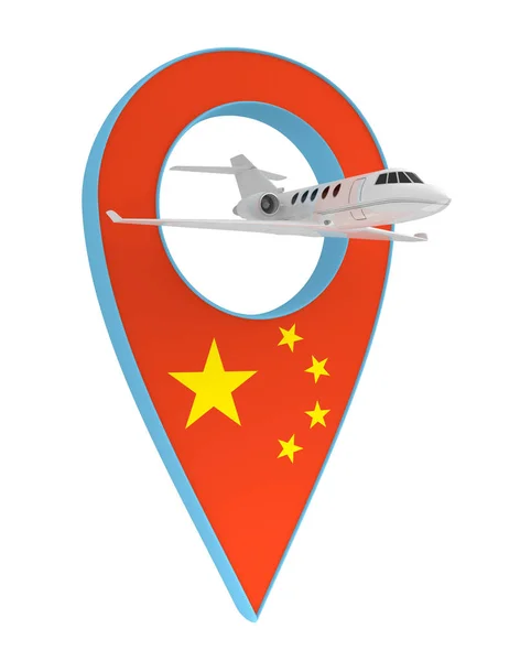 Privatflugzeug mit Pin-Navigationsfahne China — Stockfoto