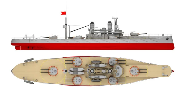 Kriegsschiff isoliert auf weiß — Stockfoto