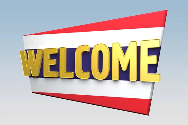 Welcome sign is painted color of flag Thailand — Stock Photo, Image