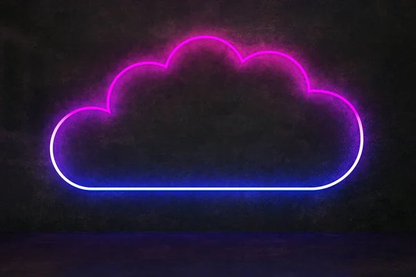 neon cloud figure on dark wall