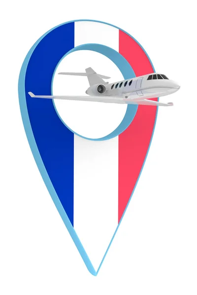 Avion privé avec pavillon de navigation France — Photo