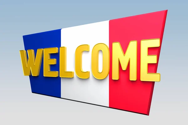 Signe de bienvenue est peint couleur du drapeau France — Photo