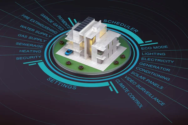 Maison intelligente moderne avec infographie — Photo