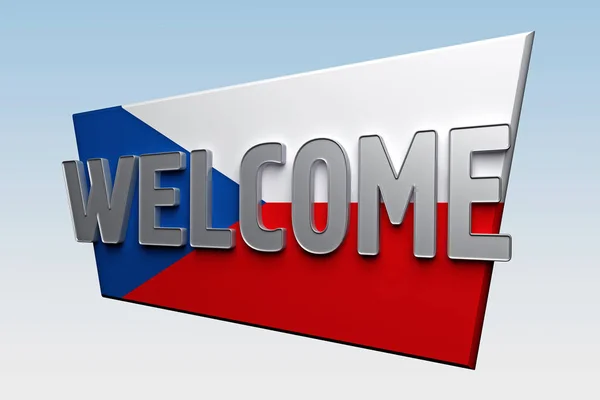 Welcome sign is painted color of flag Czech — Stock Photo, Image