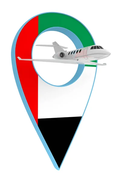 Avión privado con bandera de navegación pin Emiratos Árabes Unidos — Foto de Stock