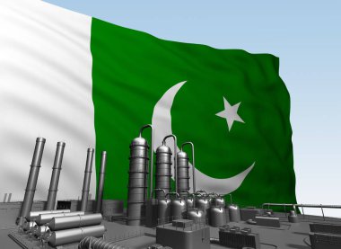bayrak Pakistan önünde siyah fabrika