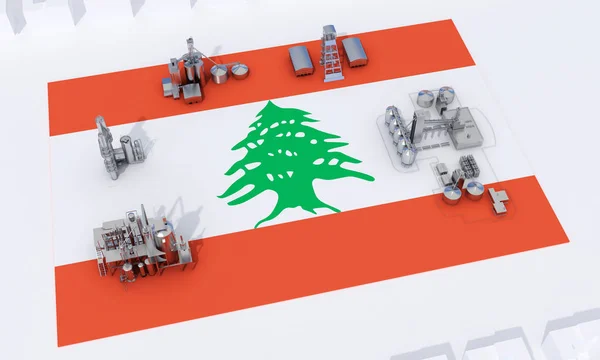 Βιομηχανικές εγκαταστάσεις στη σημαία του Λιβάνου — Φωτογραφία Αρχείου