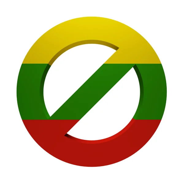 Verbotsschild bemalte Flagge Litauens — Stockfoto