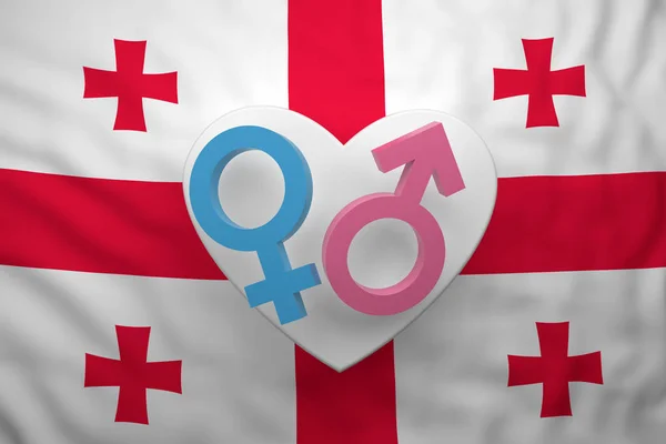 Símbolos de género con bandera Georgia — Foto de Stock