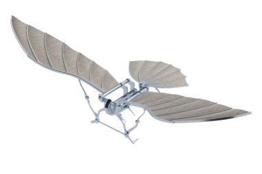 Leonardo da Vinci'nin beyaz üzerinde izole uçak icadı