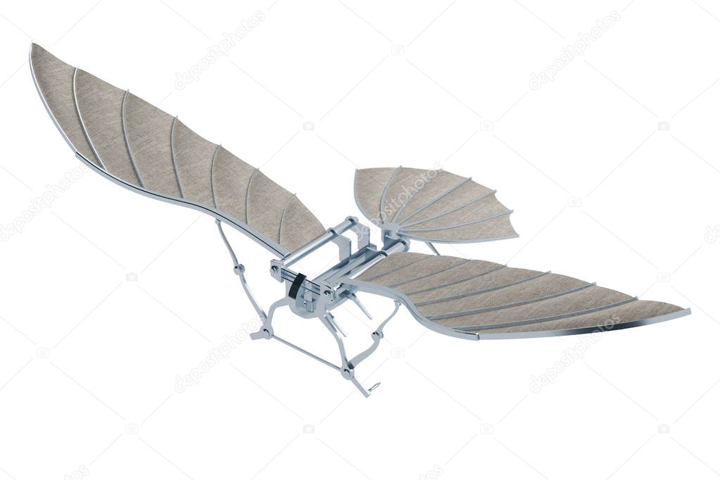invention of aircraft of Leonardo da Vinci isolated on white